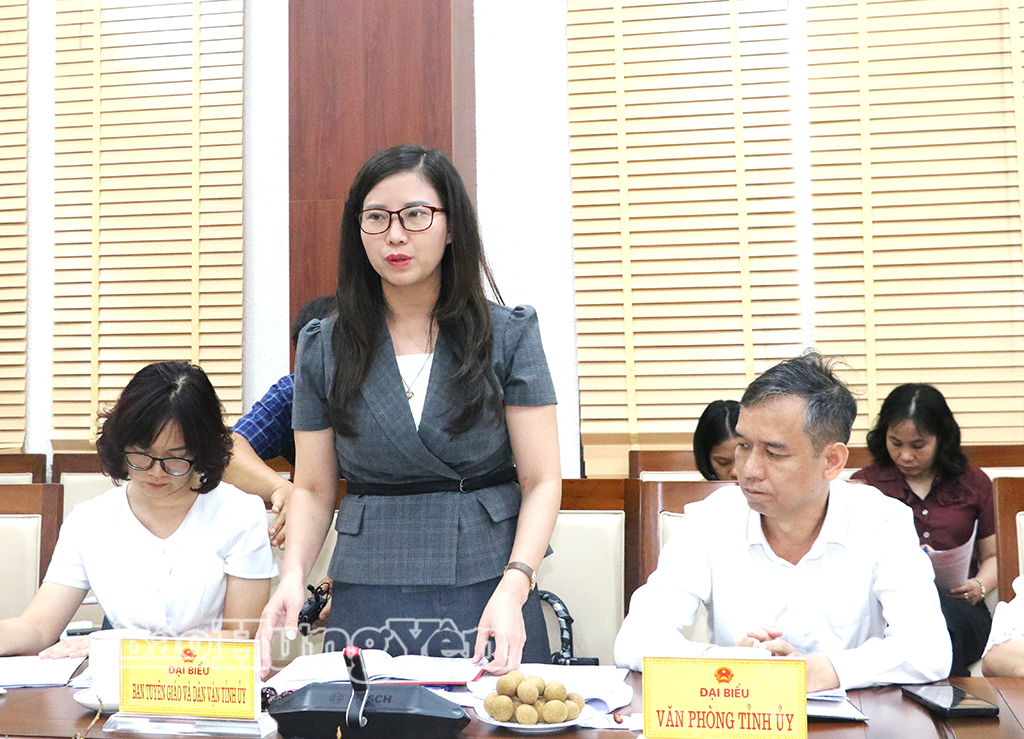 Đại diện lãnh đạo Ban Tuyên giáo và Dân vận Tỉnh ủy phát biểu tại cuộc họp.