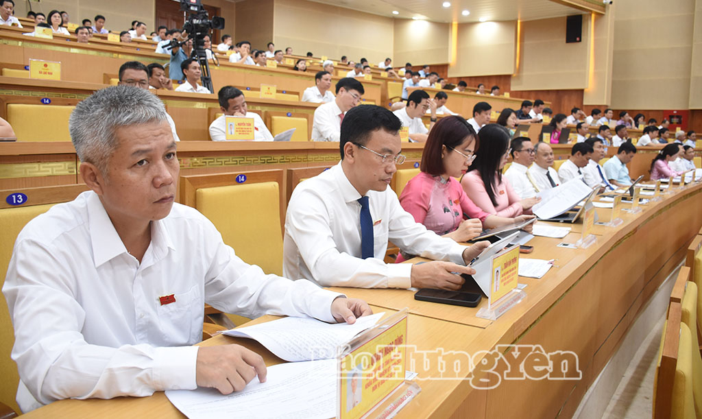 Các đồng chí lãnh đạo tỉnh, Ủy viên Ban Thường vụ Tỉnh ủy cùng các đại biểu dự Kỳ họp.