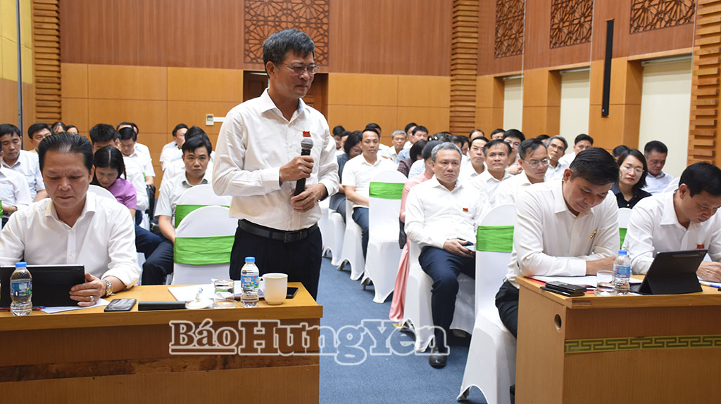Đồng chí Lê Xuân Tiến, Ủy viên Ban Thường vụ Tỉnh ủy, Phó Chủ tịch Thường trực HĐND tỉnh phát biểu thảo luận tại Tổ số 4.