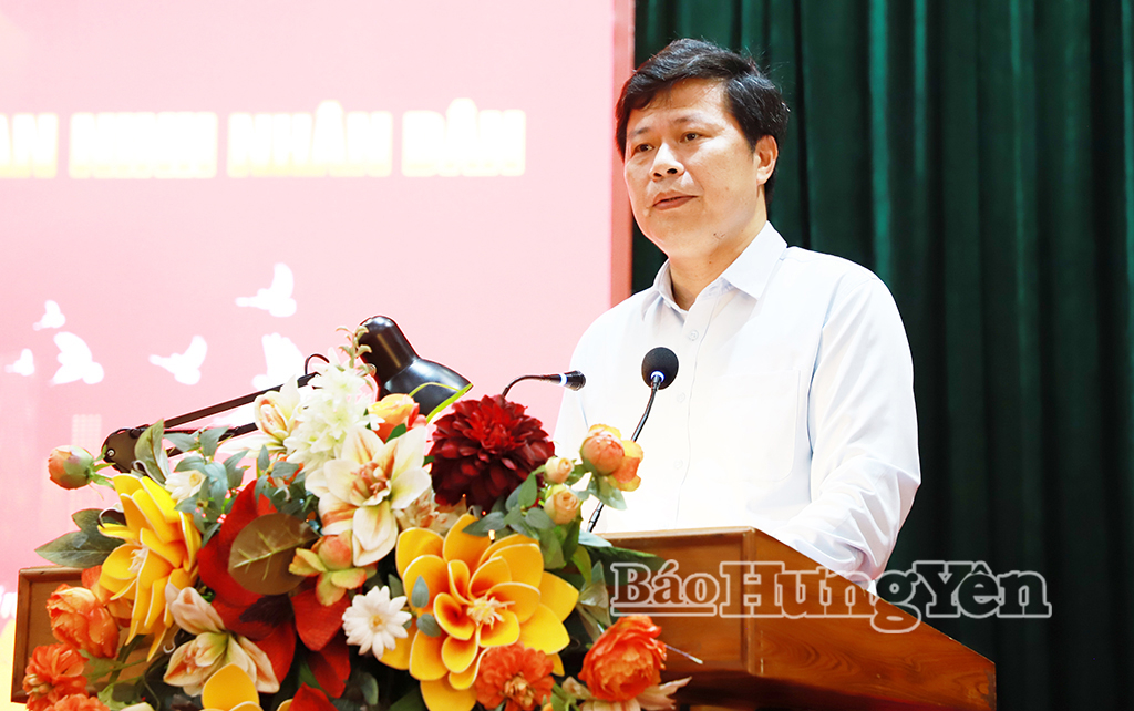 Đồng chí Trần Quốc Toản, Phó Bí thư Thường trực Tỉnh ủy, Chủ tịch Ủy ban MTTQ Việt Nam tỉnh phát biểu tại lễ kỷ niệm.