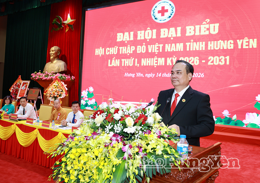 Đồng chí Vũ Thanh Lưu, Phó Chủ tịch Trung ương Hội Chữ thập đỏ Việt Nam phát biểu tại Đại hội.