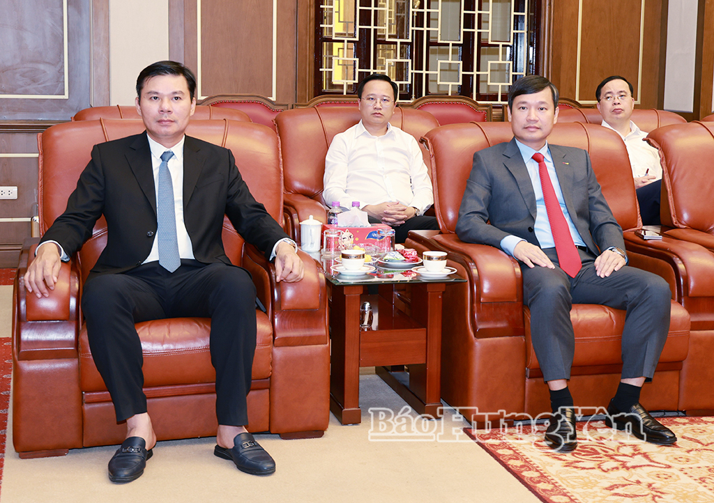 Đồng chí Nguyễn Lê Huy, Ủy viên Ban Thường vụ Tỉnh ủy, Phó Chủ tịch Thường trực UBND tỉnh và lãnh đạo Văn phòng Tỉnh ủy dự buổi làm việc.