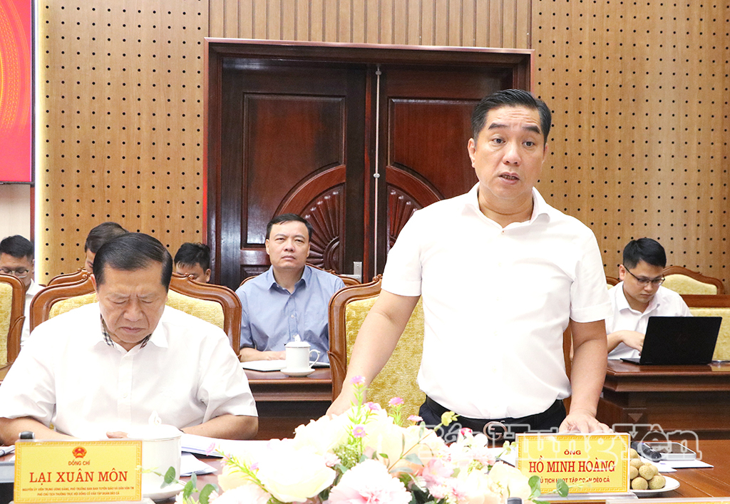 Đại diện Công ty Cổ phần Tập đoàn Đèo Cả phát biểu tại cuộc họp.