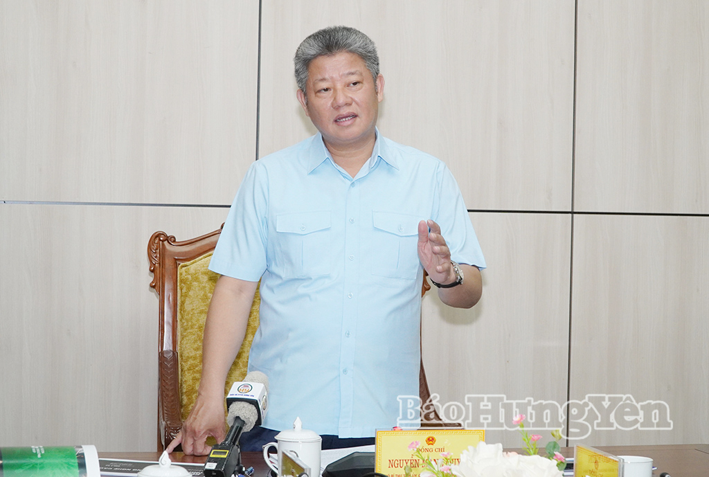 Đồng chí Nguyễn Mạnh Quyền, Phó Bí thư Tỉnh ủy, Chủ tịch UBND tỉnh phát biểu tại cuộc họp.