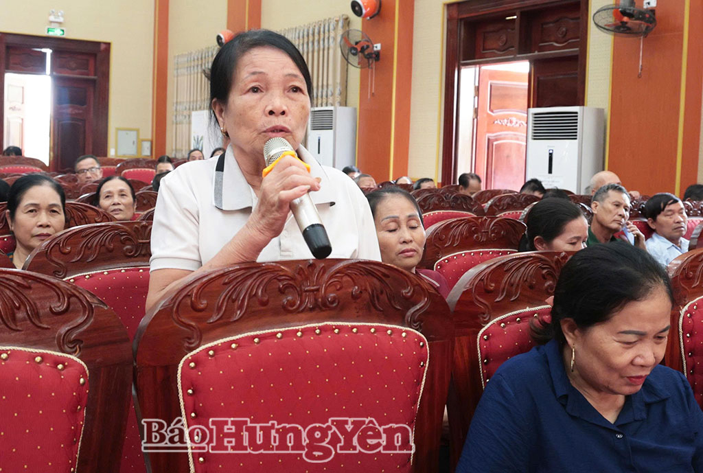 Người dân phát biểu kiến nghị tại hội nghị.