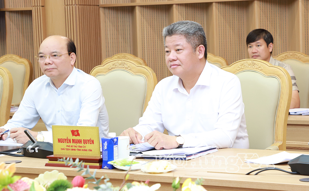 Đồng chí Nguyễn Mạnh Quyền, Phó Bí thư Tỉnh ủy, Chủ tịch UBND tỉnh và đại biểu dự cuộc họp.
