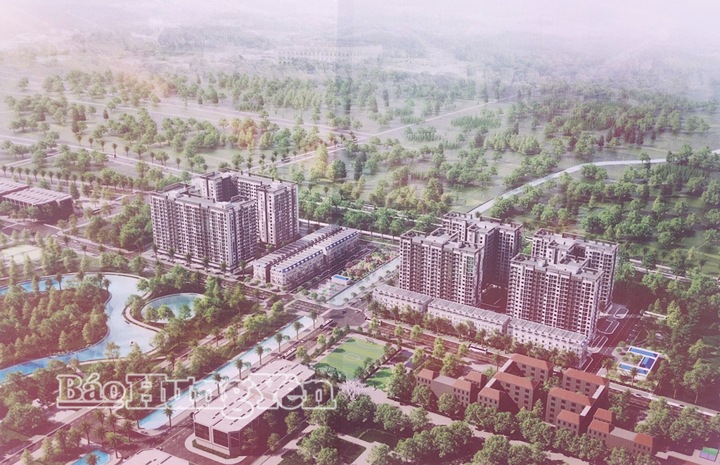Phối cảnh tổng thể dự án xây dựng nhà ở cho lực lượng vũ trang Công an nhân dân.