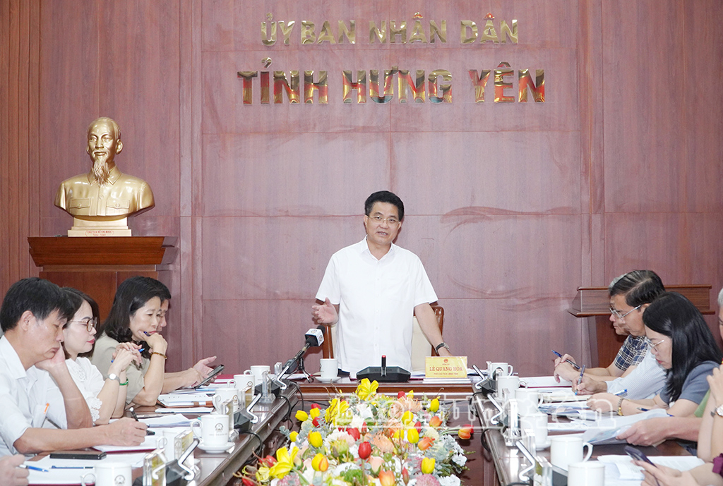 Đồng chí Lê Quang Hòa, Ủy viên Ban Thường vụ Tỉnh ủy, Phó Chủ tịch UBND tỉnh phát biểu chỉ đạo tại cuộc họp.