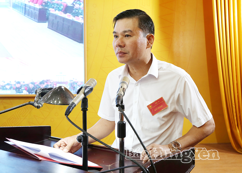 Đồng chí Nguyễn Lê Huy, Ủy viên Ban Thường vụ Tỉnh ủy, Phó Chủ tịch Thường trực UBND tỉnh, Phó Trưởng ban Tổ chức diễn tập tỉnh phát biểu tại lễ khai mạc.
