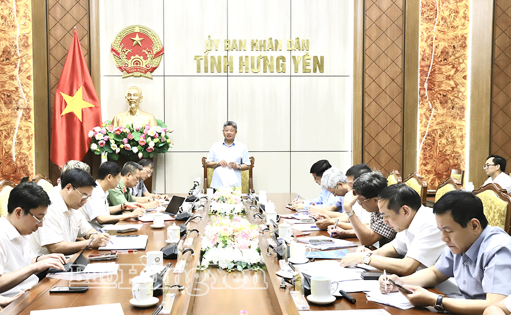 Đồng chí Nguyễn Mạnh Quyền, Phó Bí thư Tỉnh ủy, Chủ tịch UBND tỉnh phát biểu tại cuộc họp.