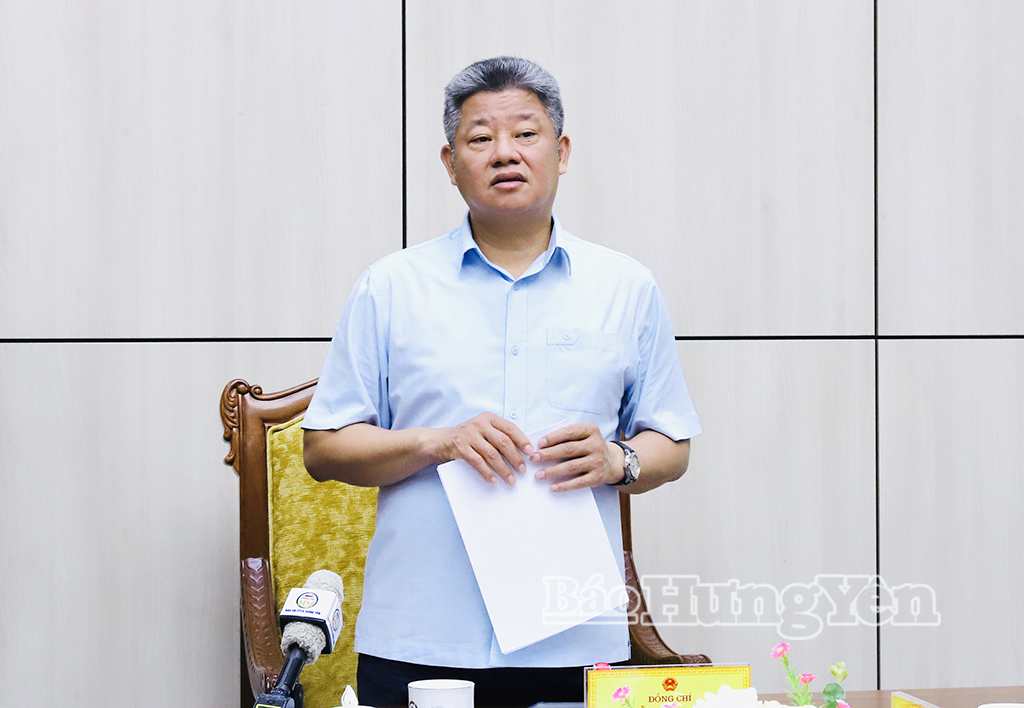 Đồng chí Nguyễn Mạnh Quyền, Phó Bí thư Tỉnh ủy, Chủ tịch UBND tỉnh phát biểu kết luận cuộc họp.