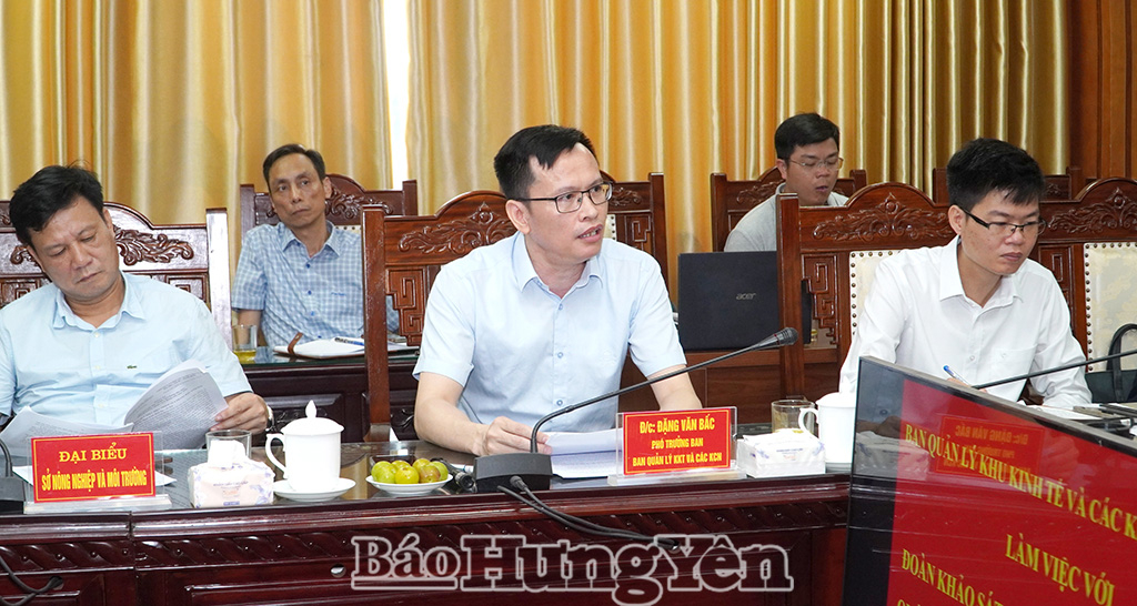 Lãnh đạo Ban Quản lý Khu kinh tế và các khu công nghiệp tỉnh phát biểu tại buổi làm việc.