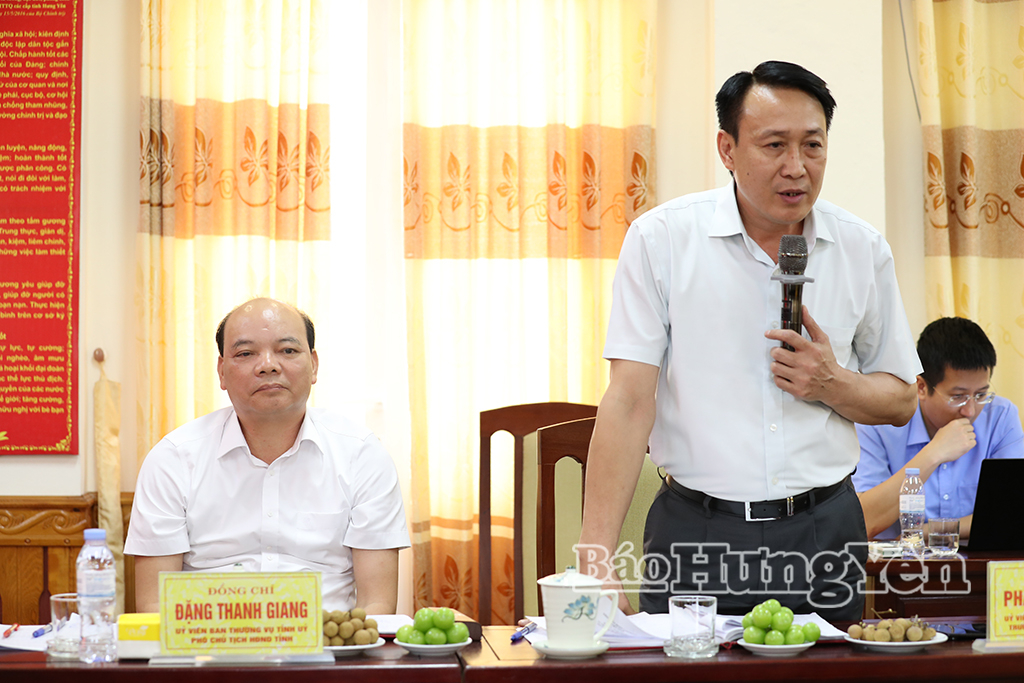 Đồng chí Phạm Văn Khuê, Ủy viên Ban Thường vụ Tỉnh ủy, Trưởng ban Tổ chức Tỉnh ủy phát biểu tại hội nghị.