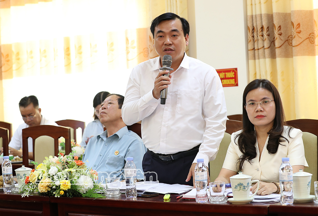 Đại diện lãnh đạo các tổ chức chính trị - xã hội tỉnh phát biểu tại hội nghị.