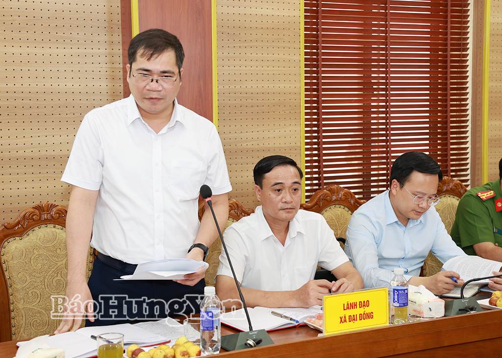 Lãnh đạo xã Đại Đồng phát biểu tại buổi làm việc.