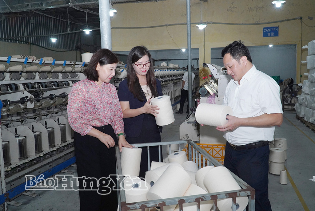 Lãnh đạo Ban Tuyên giáo và Dân vận Tỉnh ủy và các đại biểu tham quan hoạt động sản xuất, kinh doanh của Công ty TNHH Xuất nhập khẩu Thái Hưng Long tại thôn Phương La, xã Tiên La.