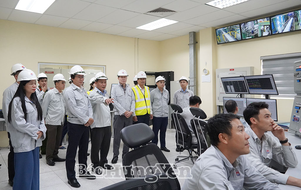 Đoàn giám sát thực hiện giám sát tại Nhà máy sản xuất Amon Nitrat (xã Nam Thái Ninh).