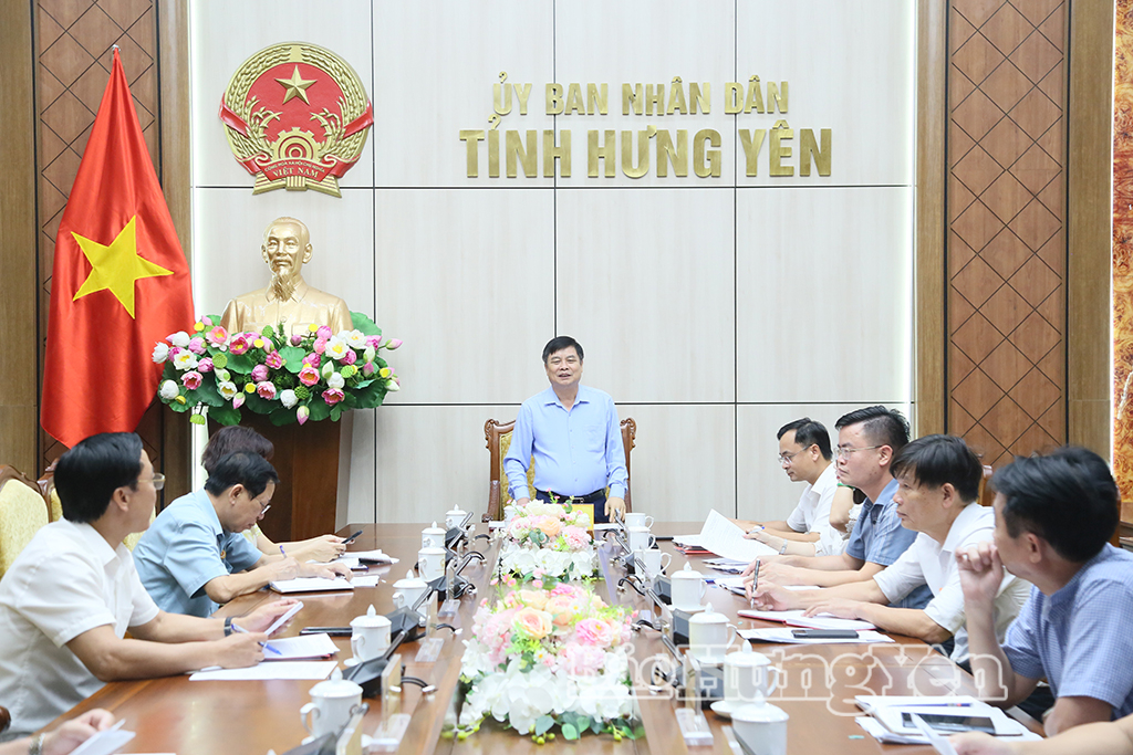 Đồng chí Phạm Văn Nghiêm, Phó Chủ tịch UBND tỉnh, Trưởng ban Chỉ đạo của tỉnh chủ trì cuộc họp.