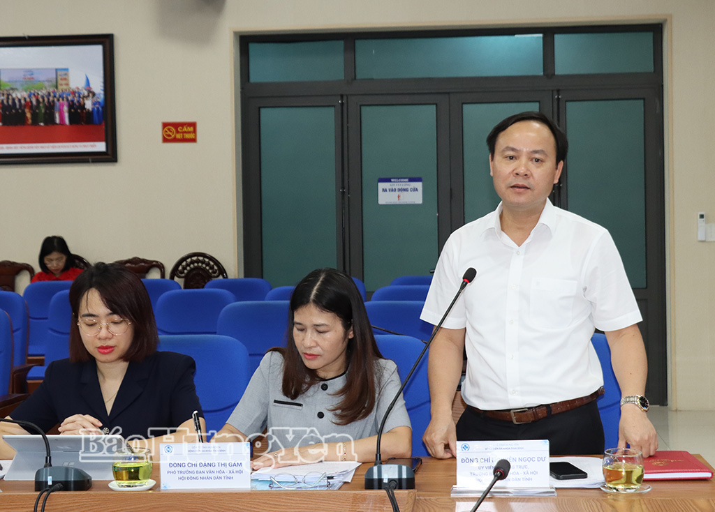 Lãnh đạo Ban Văn hóa - Xã hội, HĐND tỉnh phát biểu tại buổi giám sát.