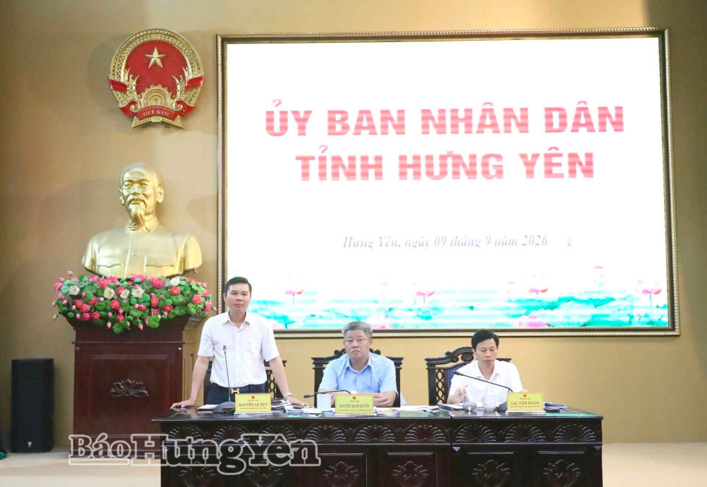Đồng chí Nguyễn Lê Huy, Ủy viên Ban Thường vụ Tỉnh ủy, Phó Chủ tịch Thường trực UBND tỉnh phát biểu tại buổi làm việc.
