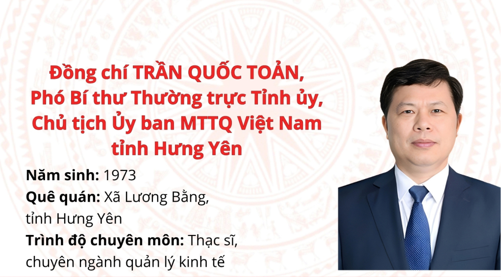 Tiểu sử đồng chí Trần Quốc Toản, Phó Bí thư Thường trực Tỉnh ủy, Chủ tịch Ủy ban MTTQ Việt Nam tỉnh Hưng Yên