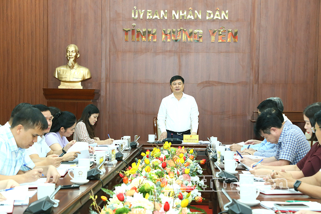 Đồng chí Phạm Văn Nghiêm, Phó Chủ tịch UBND tỉnh chủ trì cuộc họp. 