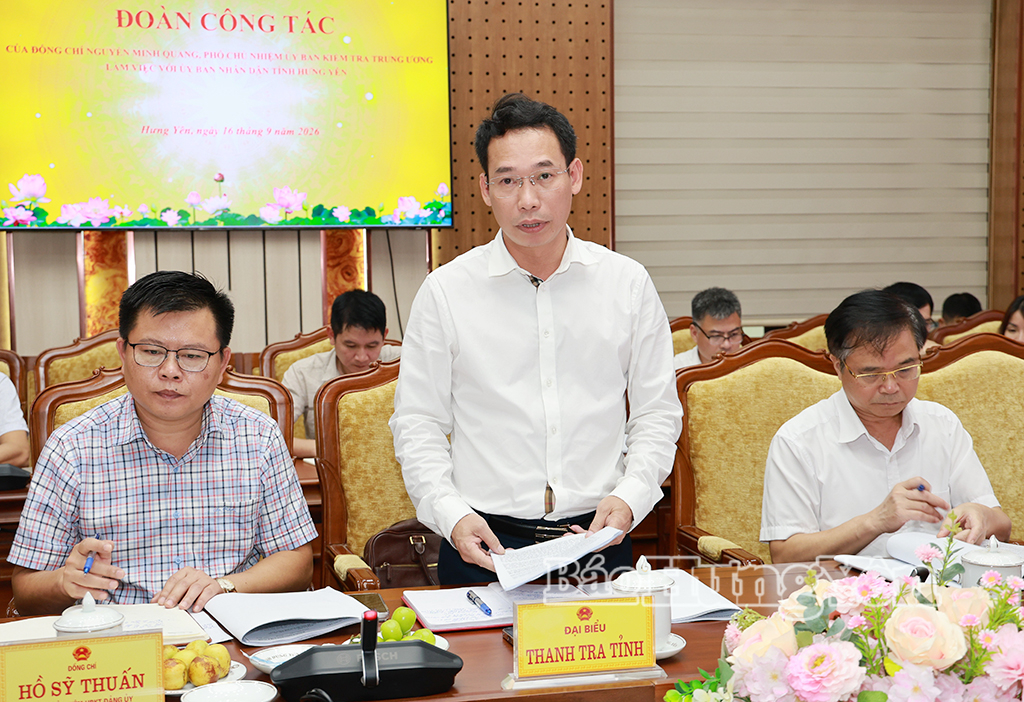 Lãnh đạo Thanh Tra tỉnh phát biểu tại buổi làm việc.