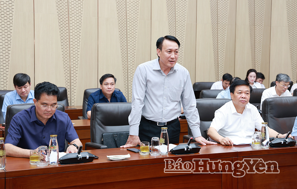 Đồng chí Phạm Văn Khuê, Ủy viên Ban Thường vụ Tỉnh ủy, Trưởng ban Tổ chức Tỉnh ủy phát biểu tại hội nghị.