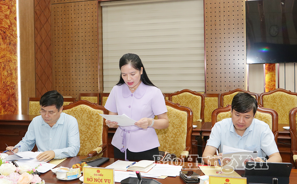 Lãnh đạo Sở Nội vụ phát biểu tại phiên họp.