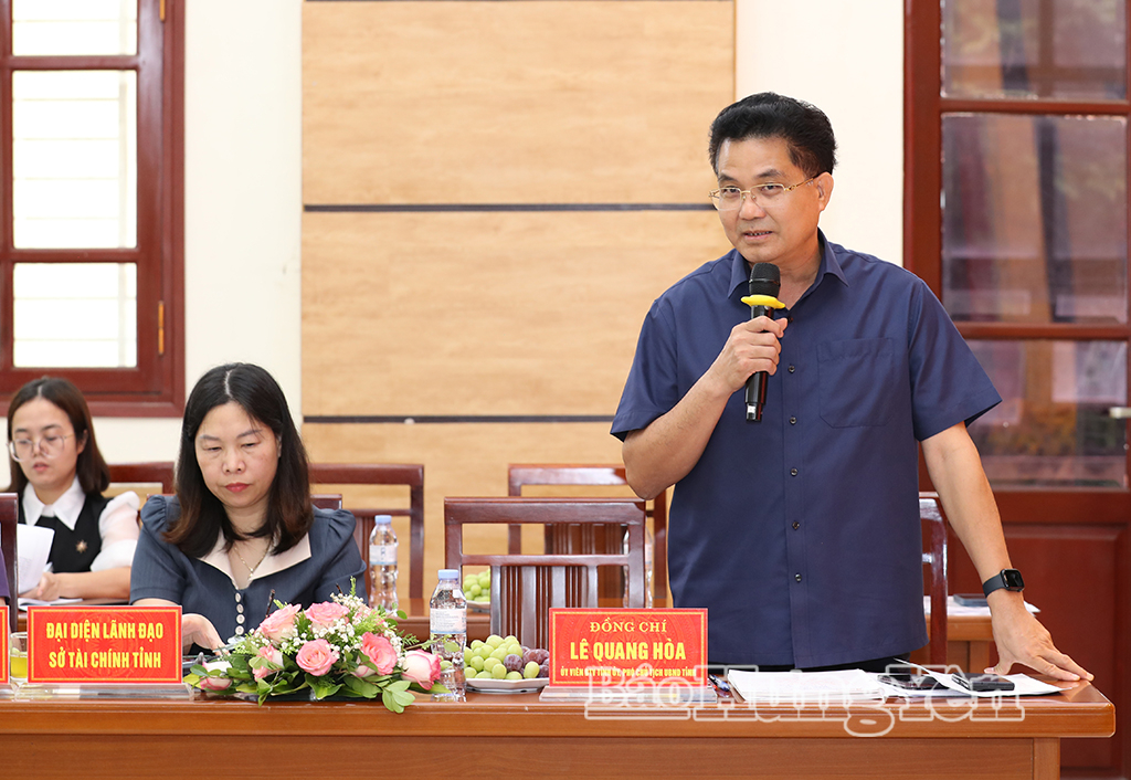 Đồng chí Lê Quang Hòa, Ủy viên Ban Thường vụ Tỉnh ủy, Phó Chủ tịch UBND tỉnh phát biểu tại buổi làm việc.