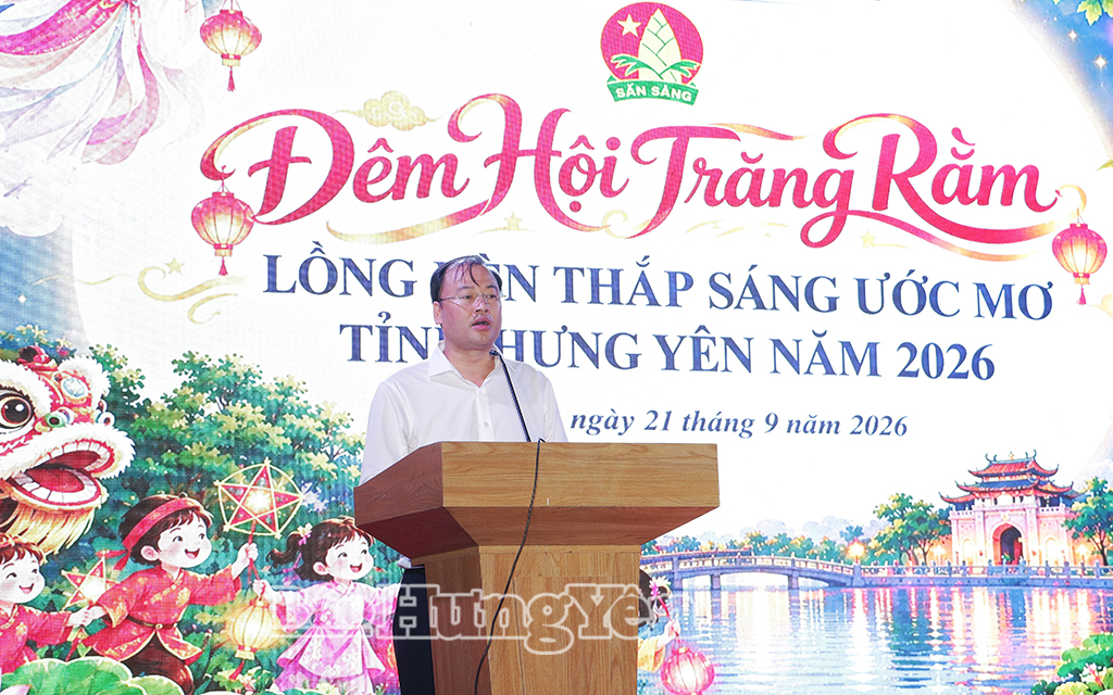 Đồng chí Thiệu Minh Quỳnh, Phó Chủ tịch Ủy ban MTTQ Việt Nam tỉnh, Bí thư Tỉnh đoàn đọc thư của Tổng Bí thư, Chủ tịch nước Tô Lâm gửi các cháu thiếu niên, nhi đồng nhân dịp Tết Trung thu năm 2026.