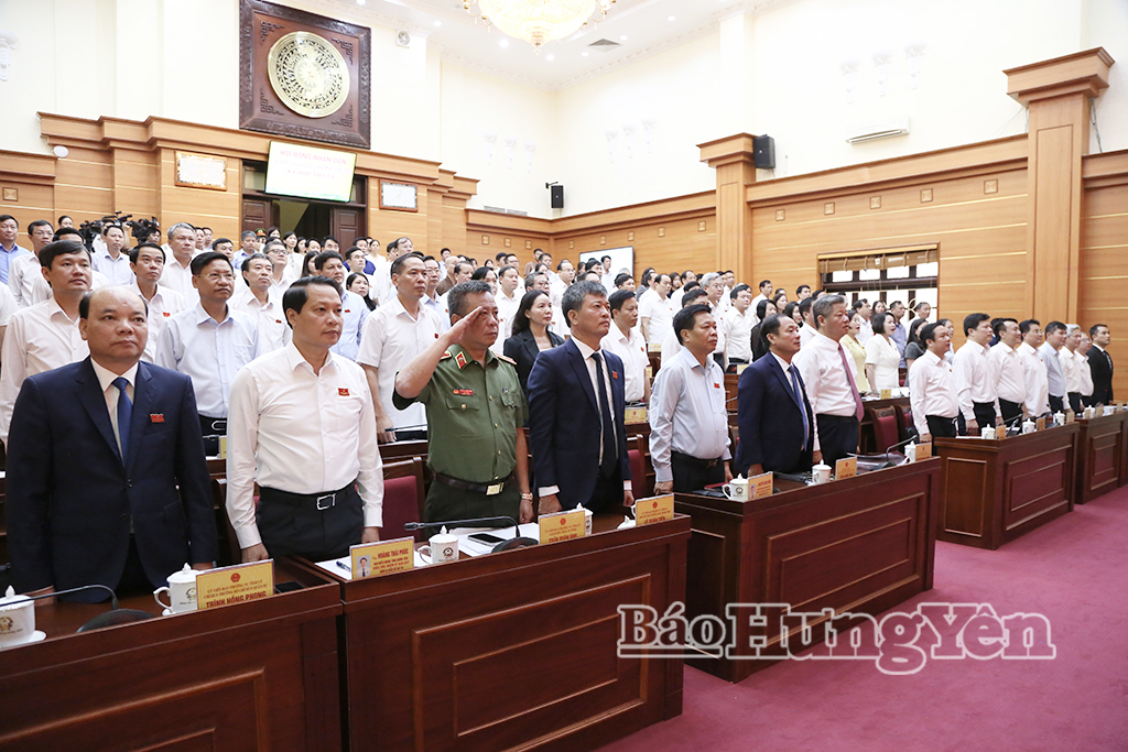 Các đại biểu thực hiện nghi thức chào cờ. 