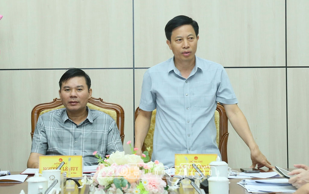 Đồng chí Lại Văn Hoàn, Phó Chủ tịch UBND tỉnh phát biểu tại cuộc họp.