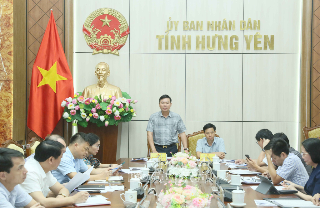 Đồng chí Nguyễn Lê Huy, Ủy viên Ban Thường vụ Tỉnh ủy, Phó Chủ tịch Thường trực UBND tỉnh phát biểu chỉ đạo tại cuộc họp.