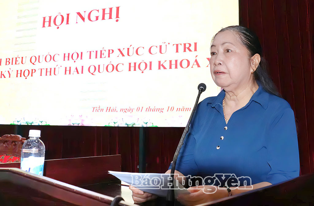 Cử tri xã Tiền Hải phát biểu kiến nghị về chế độ, chính sách đối với cựu thanh niên xung phong.