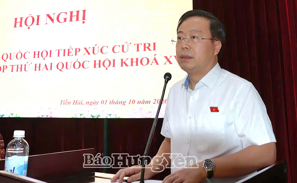 Đại biểu Nguyễn Đại Thắng, Phó Chủ nhiệm Ủy ban Công tác đại biểu của Quốc hội phát biểu giải trình, tiếp thu ý kiến cử tri.