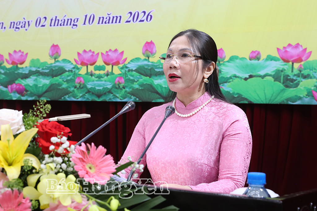 Đồng chí Trần Thị Tuyết Hương, Phó Chủ tịch HĐND tỉnh phát biểu tại hội nghị.