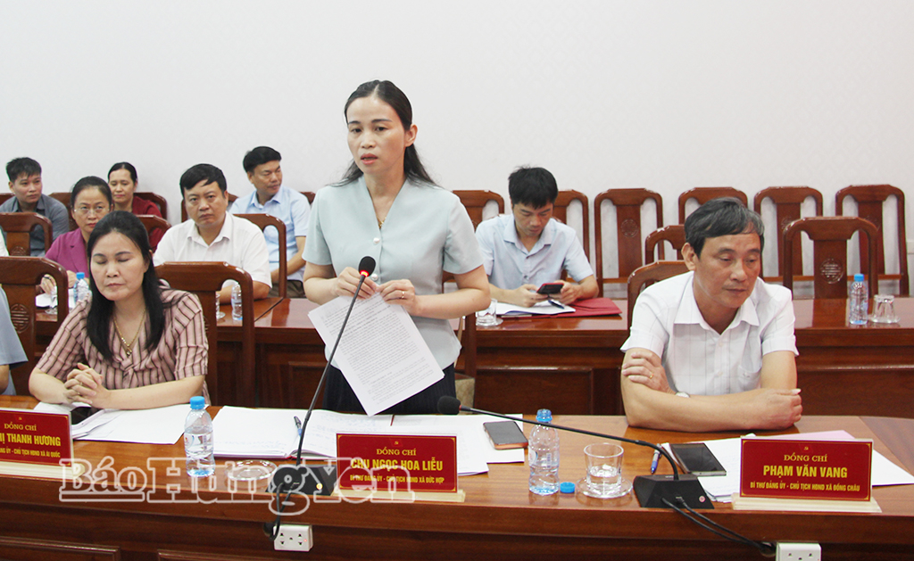 Đại diện lãnh đạo xã Đức Hợp phát biểu tại hội nghị.