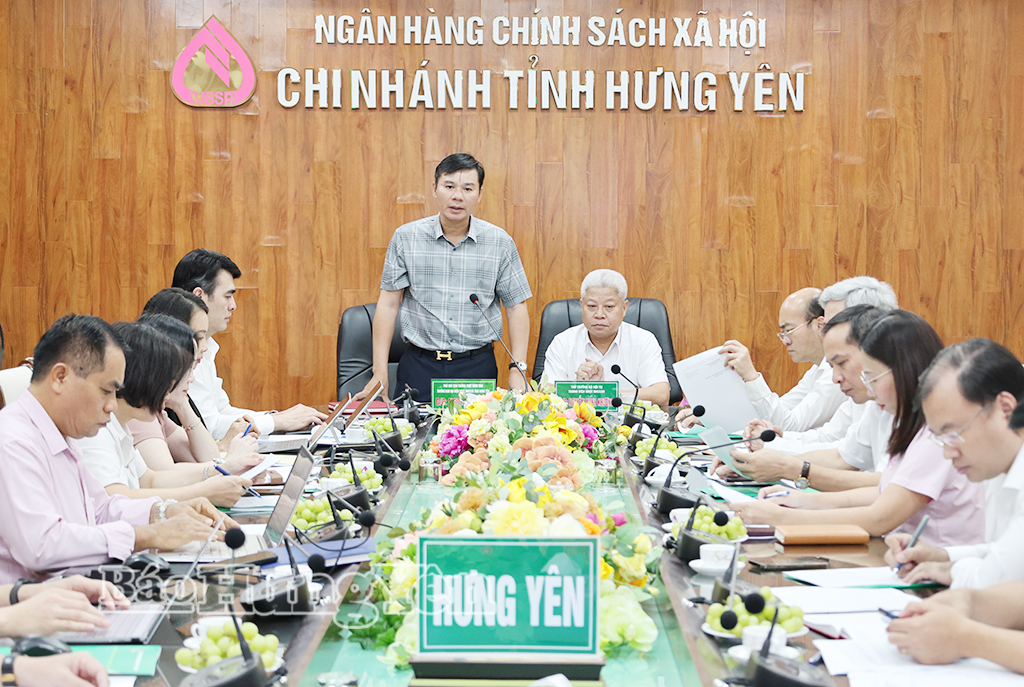 Đồng chí Nguyễn Lê Huy, Ủy viên Ban Thường vụ Tỉnh ủy, Phó Chủ tịch Thường trực UBND tỉnh, Trưởng Ban đại diện HĐQT Ngân hàng CSXH Chi nhánh tỉnh phát biểu tại buổi kiểm tra, giám sát.