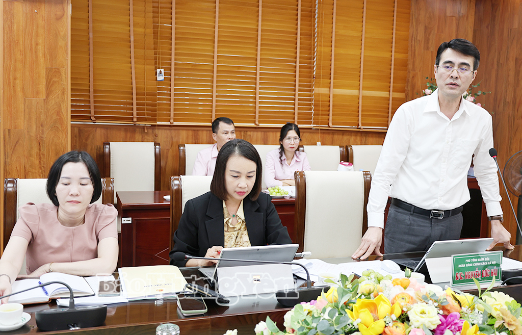 Lãnh đạo Ngân hàng CSXH phát biểu tại buổi kiểm tra, giám sát.
