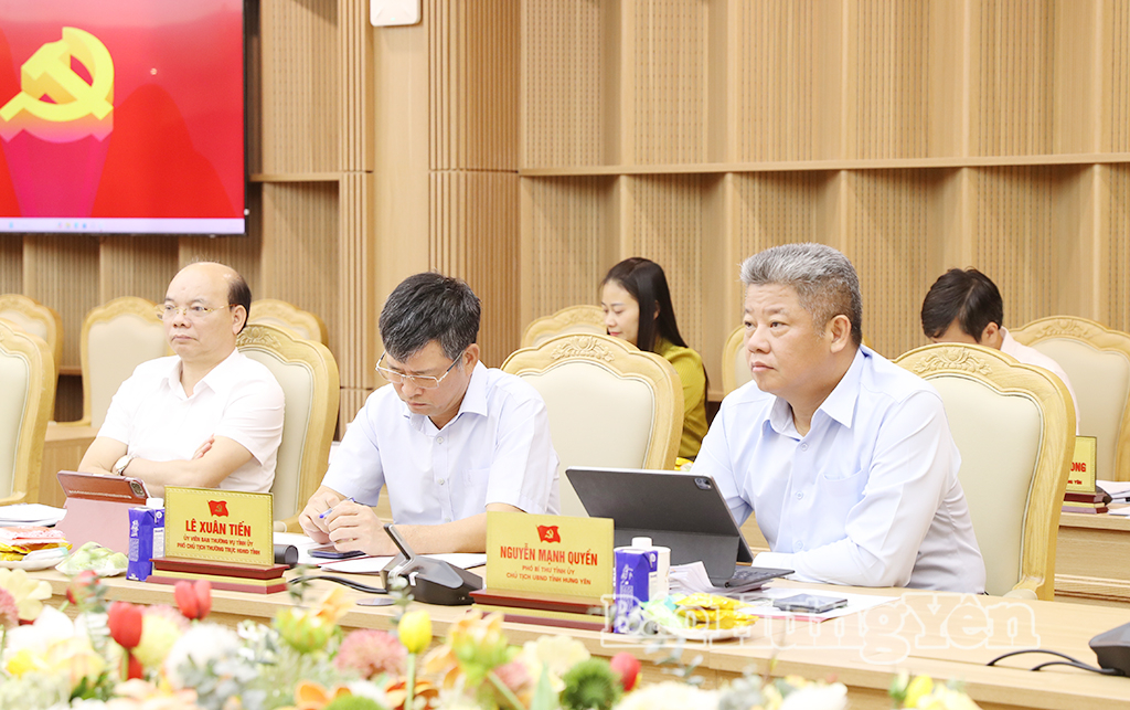 Đồng chí Nguyễn Mạnh Quyền, Phó Bí thư Tỉnh ủy, Chủ tịch UBND tỉnh và đại biểu dự cuộc họp.