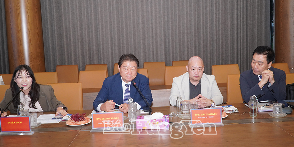 Lãnh đạo Tập đoàn BK Energy (Hàn Quốc) phát biểu tại buổi làm việc.