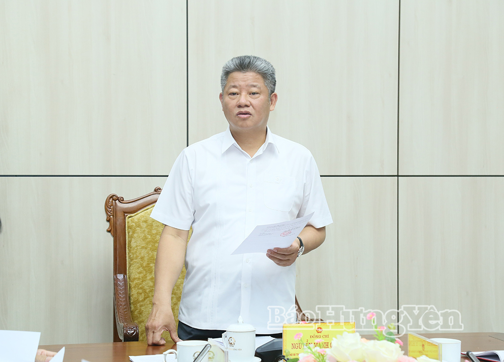 Đồng chí Nguyễn Mạnh Quyền, Phó Bí thư Tỉnh ủy, Chủ tịch UBND tỉnh phát biểu kết luận cuộc họp.