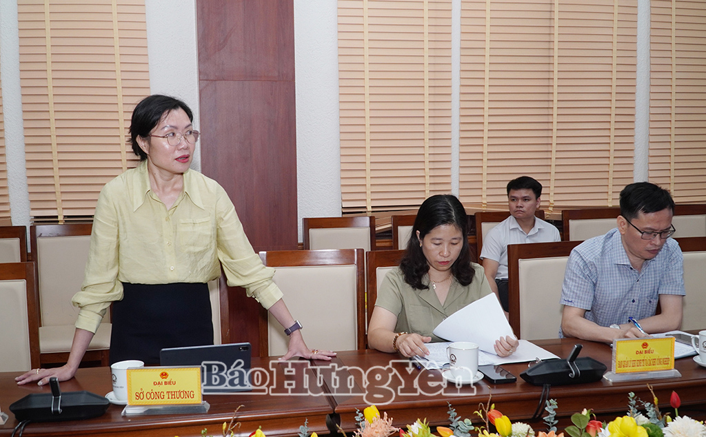 Lãnh đạo Sở Công Thương báo cáo một số nội dung tại cuộc họp.