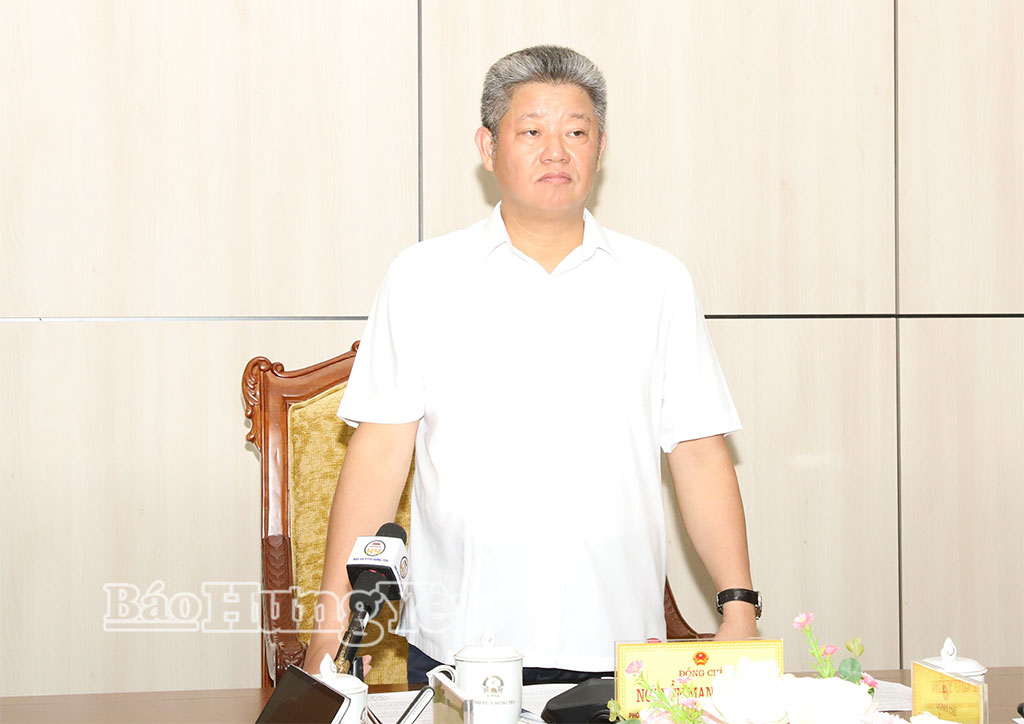 Đồng chí Nguyễn Mạnh Quyền, Phó Bí thư Tỉnh ủy, Chủ tịch UBND tỉnh phát biểu kết luận tại cuộc họp.