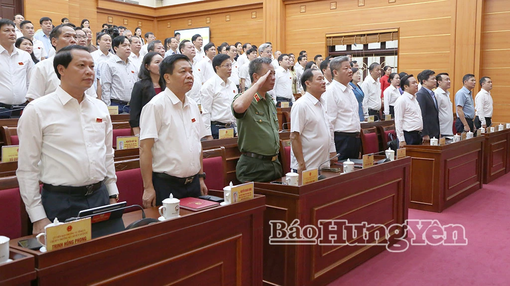 Các đại biểu thực hiện nghi thức chào cờ.